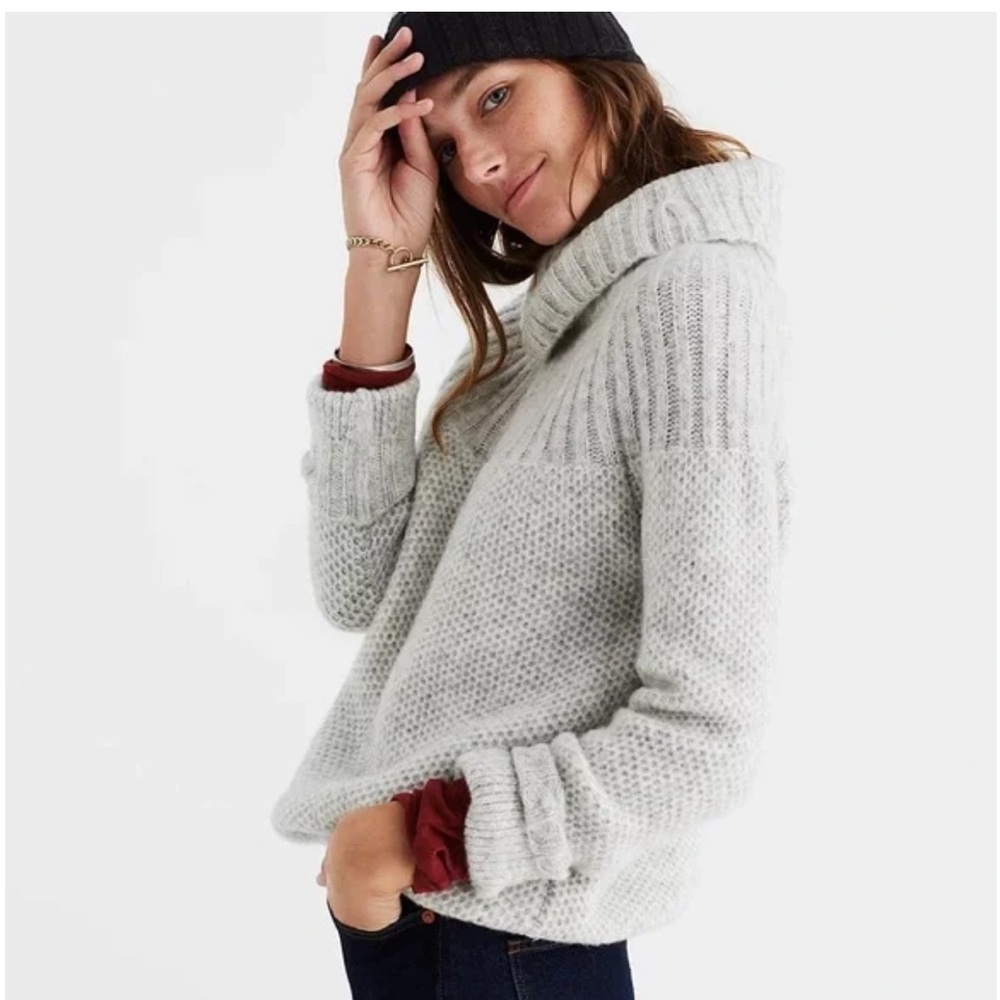 Madewell Grey Snowbound Drawstring Pullover Turtl… - image 2